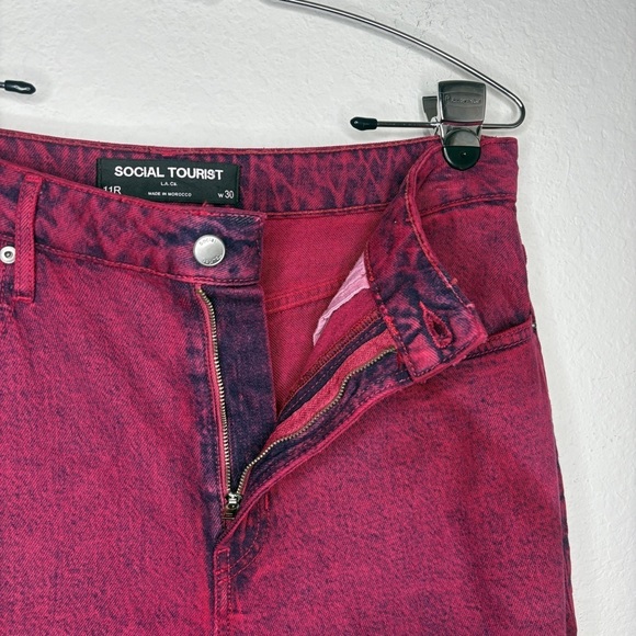 Social Tourist Ultra High Rise Baggy Jeans Red/Pink Size 30 Womens - Picture 8 of 11